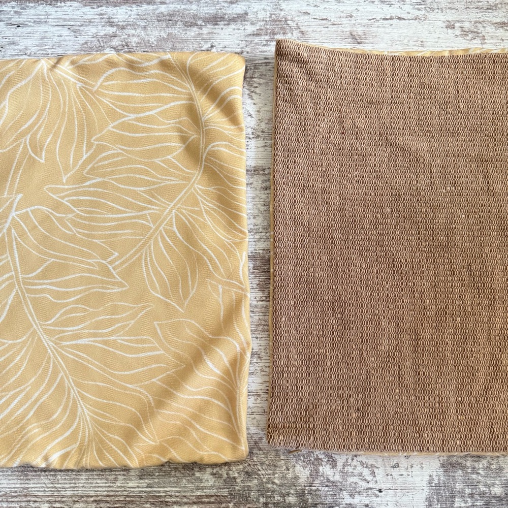 Yellow Leaf & Burlap Double-Sided Accent Pillowcase Set